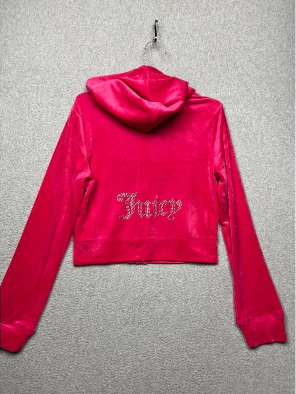 Juicy Couture M Womens Pink Velour Bling Zip Hoodie Jacket Y2K Tracksuit NWT